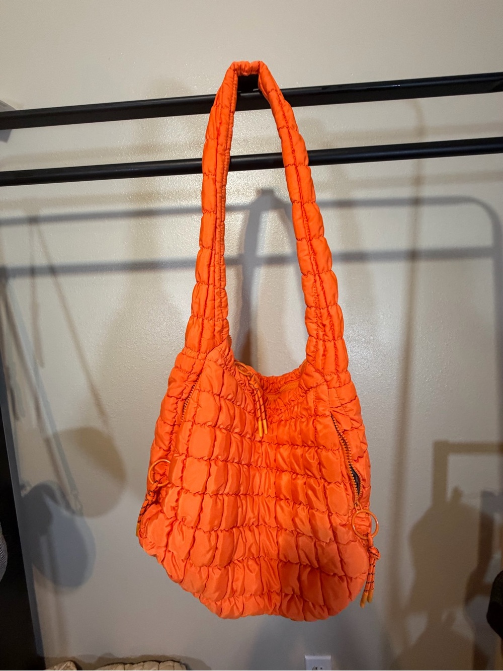 Urban Expressions Orange Quilted Hobo Shoulder Bag